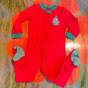 Jammies For Your Families Pajamas Size 24 Months Footies Red Merry Christmas.